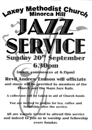Laxey methodist Church Jazz poster